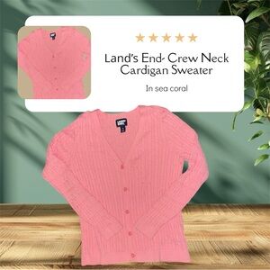Lands' End Women's V Neck Cardigan Sweater - Sea Coral